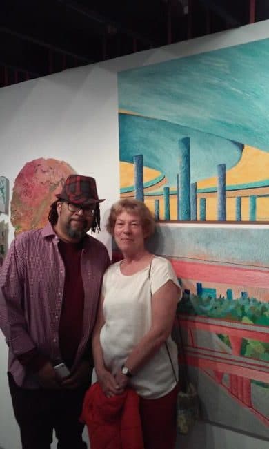 Two of my paintings at Beyond the Lines Gallery – Opening night